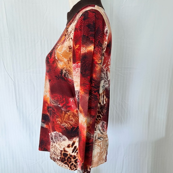 Bella Valentina Women's Silk-Cashmere Orange Mock Neck Top Long Sleeve Size M-L - Picture 6 of 6